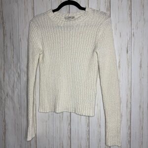 Vince Cream Linen Cotton Textured Sweater